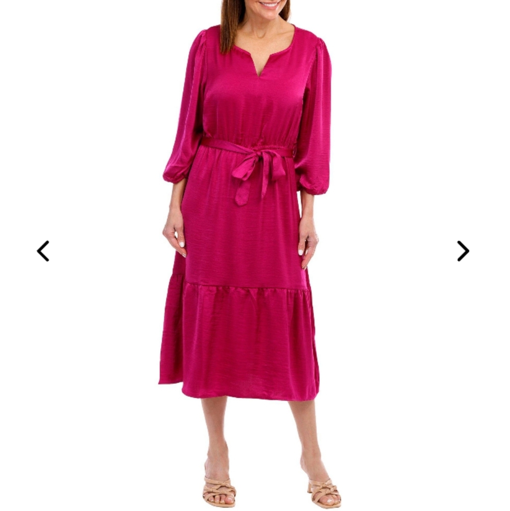 Lucky Brand Womens Tiered Midi Dress Size Medium
